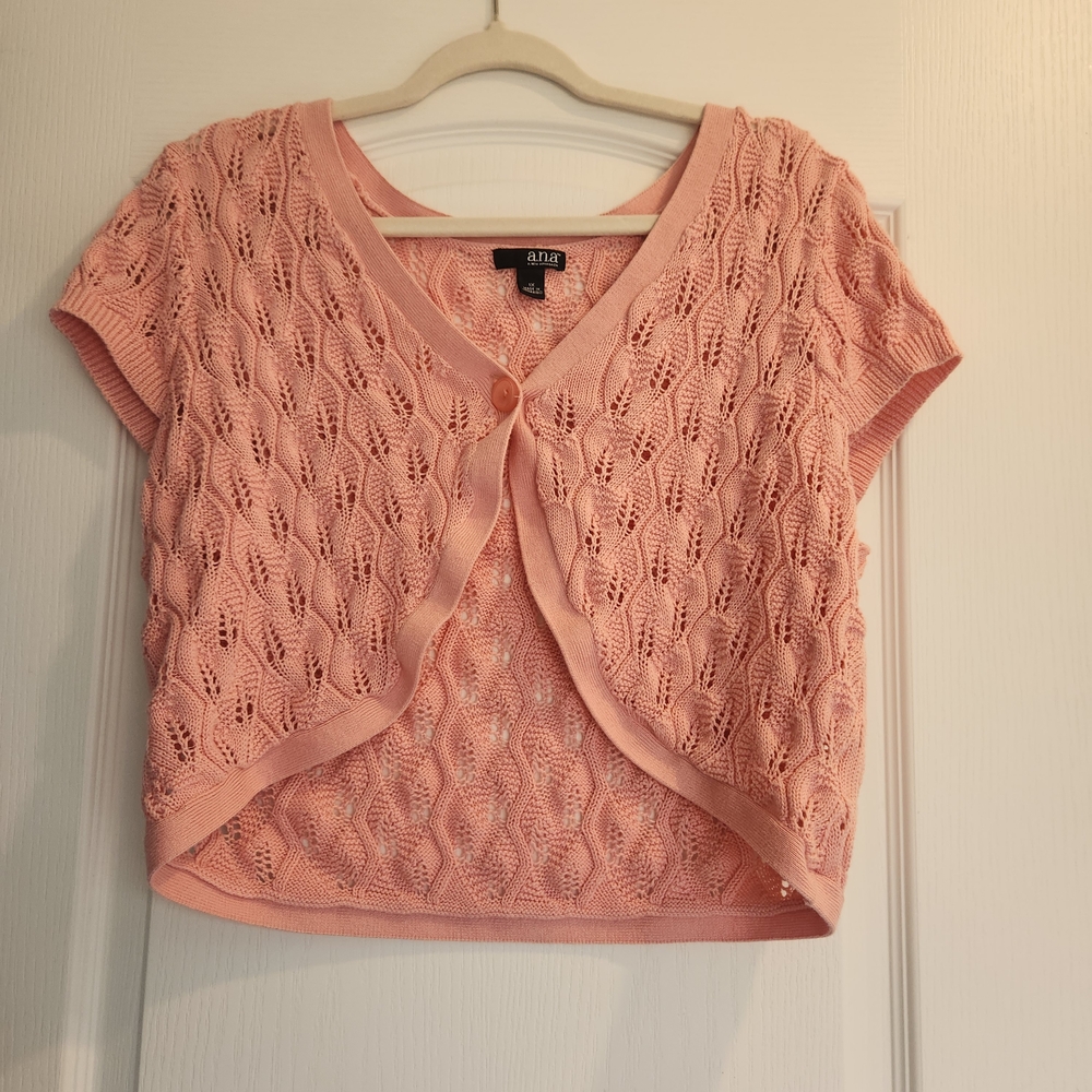 a.n.a Light Peachy Pink Knit Cardigan Size XL Euc